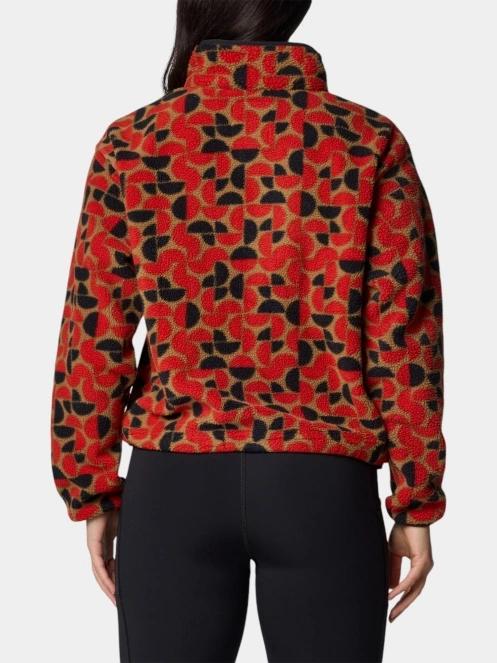 pulover polar pt. femei Columbia Helvetia II Printed Cropped Half Snap rosu 4