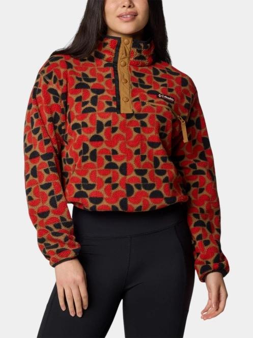 pulover polar pt. femei Columbia Helvetia II Printed Cropped Half Snap rosu 5