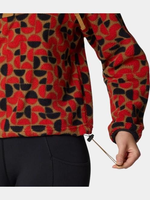 pulover polar pt. femei Columbia Helvetia II Printed Cropped Half Snap rosu 7