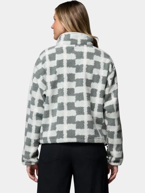 pulover polar pt. femei Columbia Helvetia II Printed Cropped Half Snap verde inchis 4