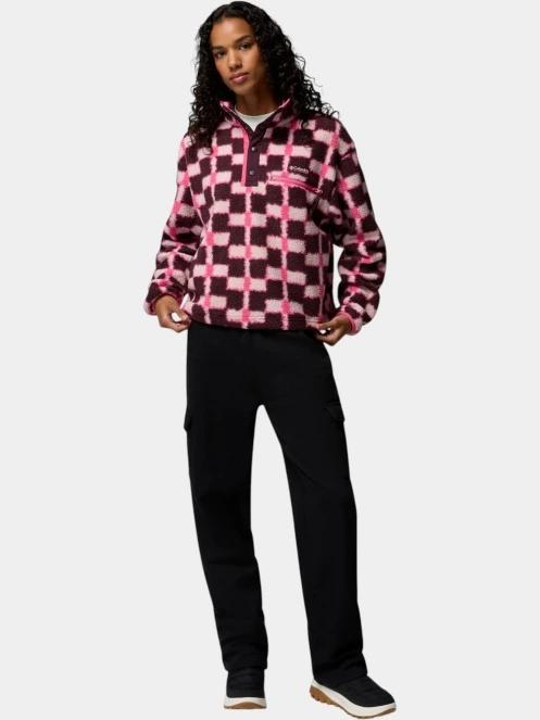 pulover polar pt. femei Columbia Helvetia II Printed Cropped Half Snap bordo 5