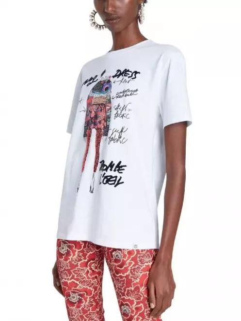 tricou cu maneci scurte pt. femei Desigual Ts Viena alb 2