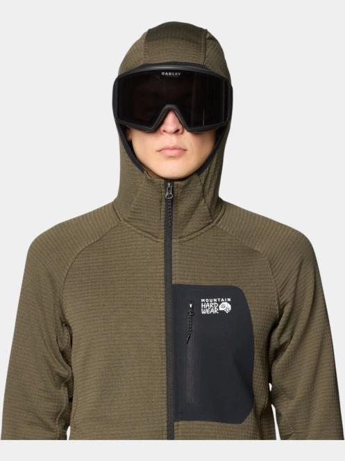 pulover polar pt. barbati Mountain Hardwear Polartec Power Grid Full Zip Hoody oliv 6