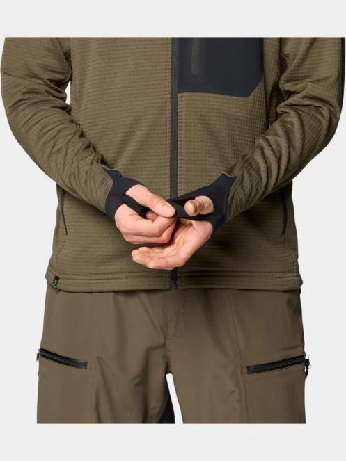 pulover polar pt. barbati Mountain Hardwear Polartec Power Grid Full Zip Hoody oliv 7