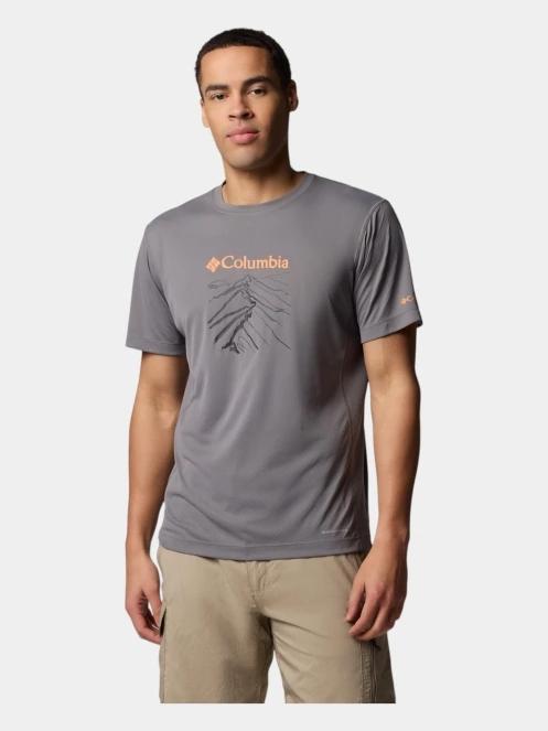 tricou pentru sport, cu maneci scurte pt. barbati Columbia Zero Rules Light Short Sleeve Graphic Crew gri 2