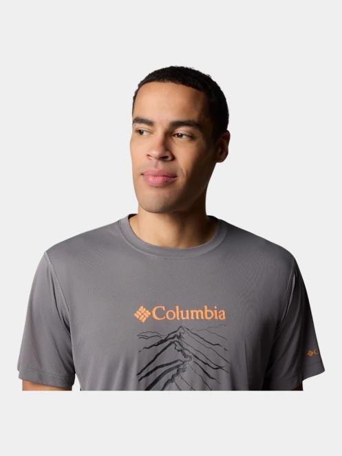 tricou pentru sport, cu maneci scurte pt. barbati Columbia Zero Rules Light Short Sleeve Graphic Crew gri 5