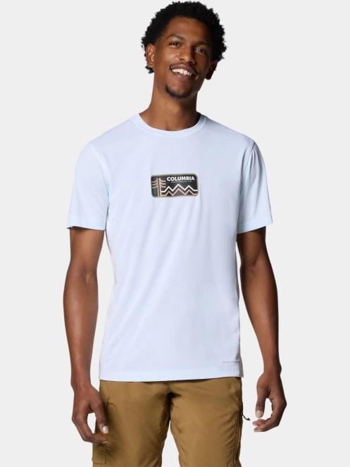 tricou pentru sport, cu maneci scurte pt. barbati Columbia Zero Rules Light Short Sleeve Graphic Crew alb 2