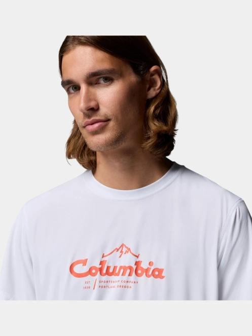 tricou pentru sport, cu maneci scurte pt. barbati Columbia Zero Rules Light Short Sleeve Graphic Crew alb 6