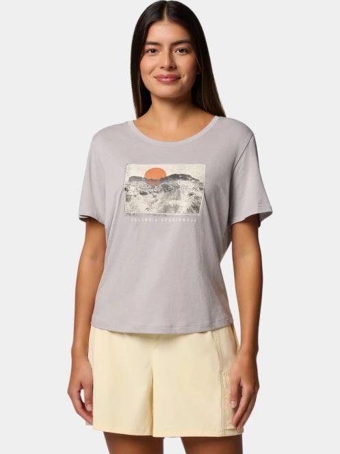 tricou cu maneci scurte pt. femei Columbia Ruby Springs Graphic Scoop Neck Short Sleeve Shirt gri 2