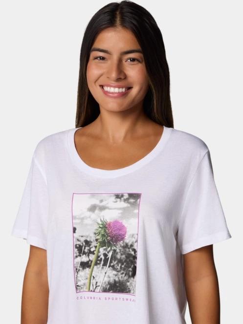 tricou cu maneci scurte pt. femei Columbia Ruby Springs Graphic Scoop Neck Short Sleeve Shirt alb 5