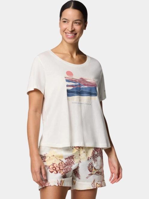 tricou cu maneci scurte pt. femei Columbia Ruby Springs Graphic Scoop Neck Short Sleeve Shirt alb 2
