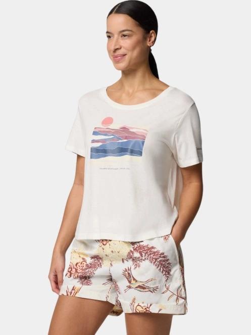 tricou cu maneci scurte pt. femei Columbia Ruby Springs Graphic Scoop Neck Short Sleeve Shirt alb 3