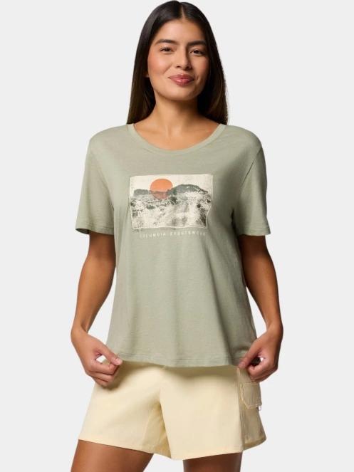tricou cu maneci scurte pt. femei Columbia Ruby Springs Graphic Scoop Neck Short Sleeve Shirt verde 2