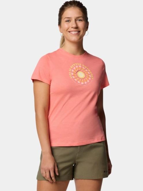 tricou cu maneci scurte pt. femei Columbia Ruby Springs Graphic Fitted Short Sleeve Shirt rosu 2