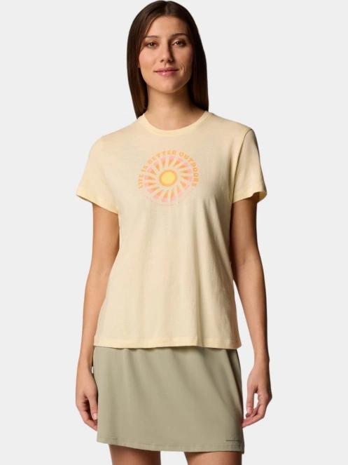 tricou cu maneci scurte pt. femei Columbia Ruby Springs Graphic Fitted Short Sleeve Shirt galben 2
