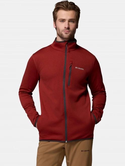 pulover polar pt. barbati Columbia Essential Hike Grid Fleece Full Zip rosu 2