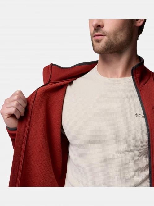 pulover polar pt. barbati Columbia Essential Hike Grid Fleece Full Zip rosu 7