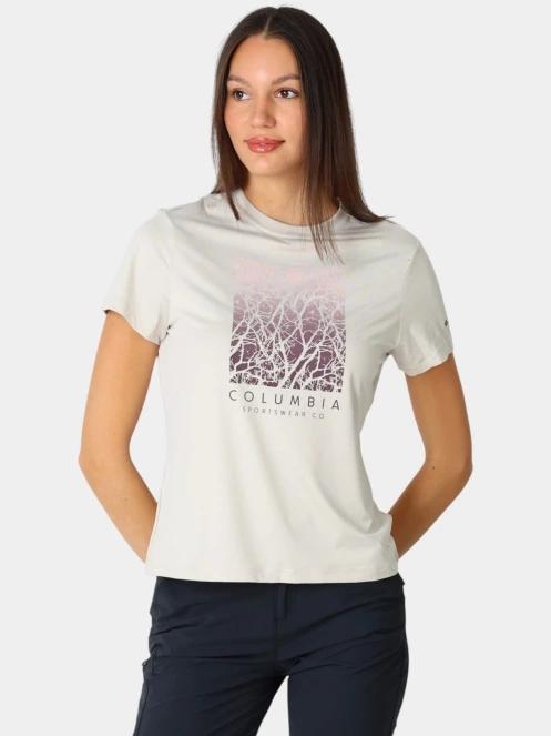 tricou pentru sport, cu maneci scurte pt. femei Columbia Parsons Point  Short Sleeve Graphic Tee nisip 2