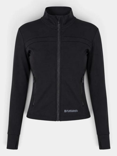 tricou cu maneci lungi, pentru sport pt. femei Fundango Flow Thermo Zip Up negru 10