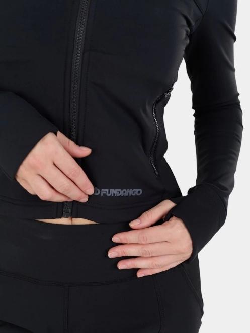 tricou cu maneci lungi, pentru sport pt. femei Fundango Flow Thermo Zip Up negru 7