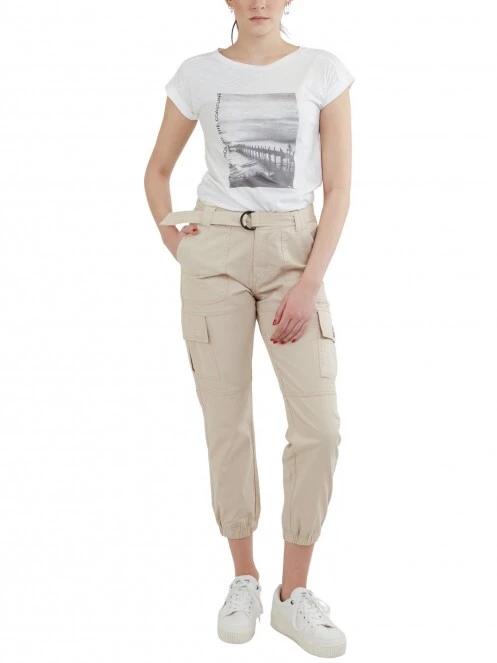pantaloni de strada cu buzunare laterale pt. femei Fundango Alina Cargo Pants nisip 4