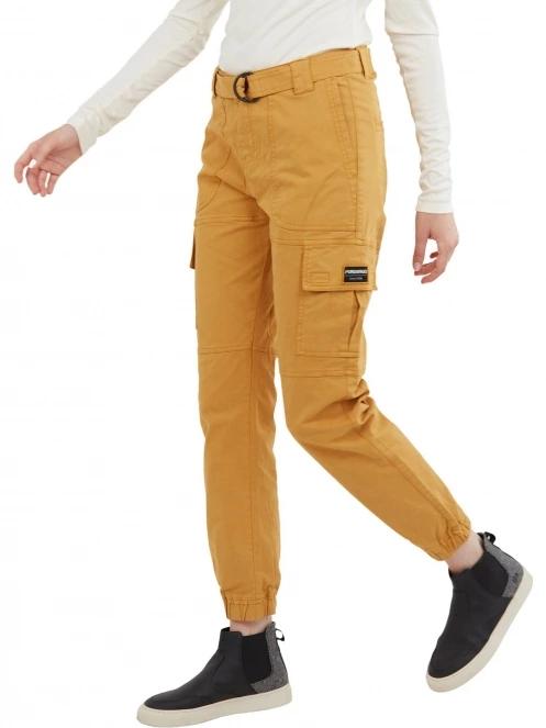 pantaloni de strada cu buzunare laterale pt. femei Fundango Alina Cargo Pants galben 2