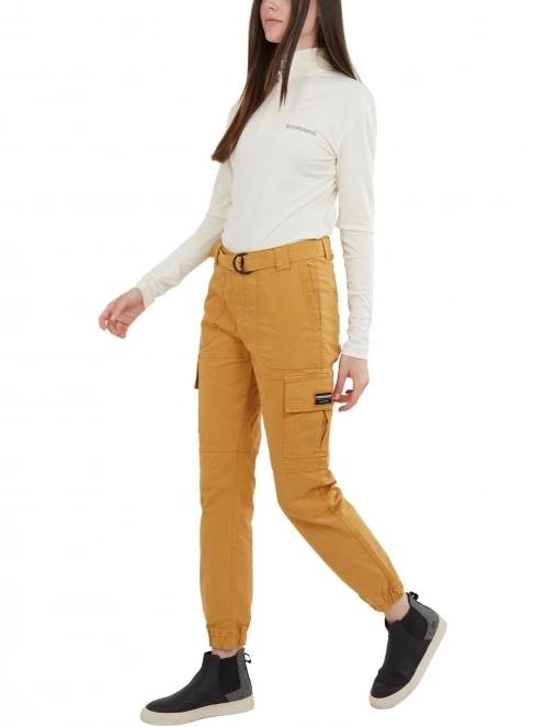 pantaloni de strada cu buzunare laterale pt. femei Fundango Alina Cargo Pants galben 4