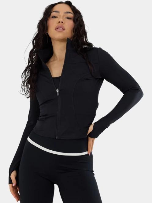 tricou cu maneci lungi, pentru sport pt. femei Fundango Flop Zip Up Top negru 2