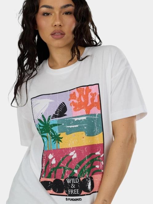 tricou cu maneci scurte pt. femei Fundango Sunshine II Surf-T alb 6