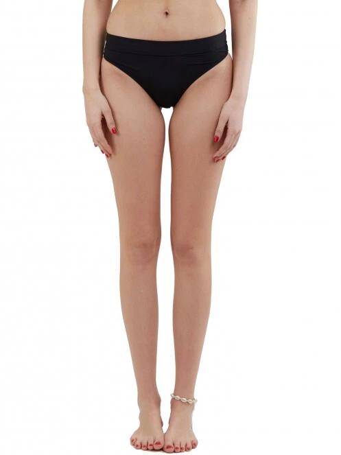 chiloti bikini pt. femei Fundango Sahara Mid Waist Full Bottoms negru 2