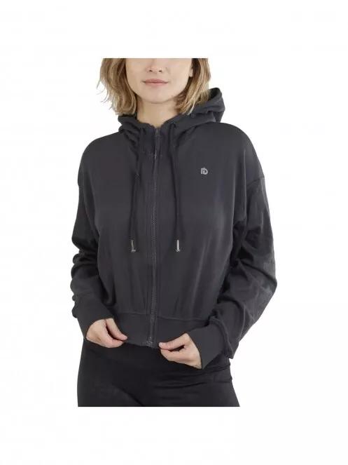 pulover cu gluga pt. femei Fundango Draug Crop Hoodie gri 2
