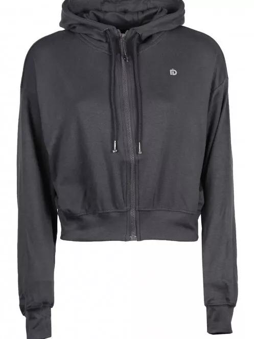 pulover cu gluga pt. femei Fundango Draug Crop Hoodie gri 5
