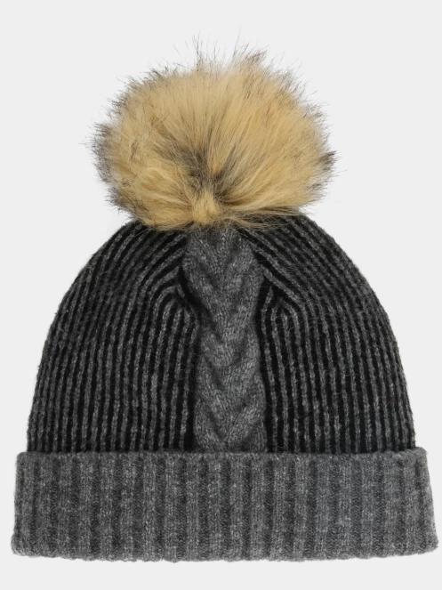 caciula cu mot Spyder Plait Pom Hat negru 2