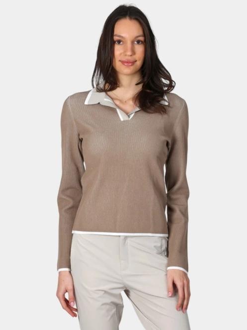 tricou cu maneci lungi si guler pt. femei Luhta Luhta Inkarila maro 2