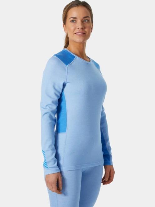 top lenjerie de corp pt. femei Helly Hansen W Lifa Merino Midweight Crew albastru deschis 2