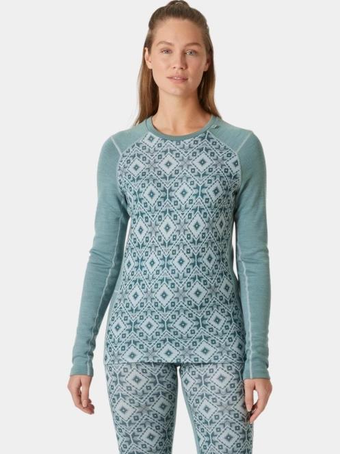top lenjerie de corp pt. femei Helly Hansen W Lifa Merino Midw Gra Crew verde 2