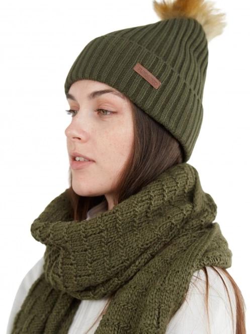 caciula cu mot pt. femei Fundango Merna Beanie oliv 4