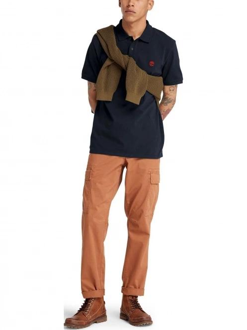 tricou cu guler pt. barbati Timberland Pique Short Sleeve Polo albastru inchis 4
