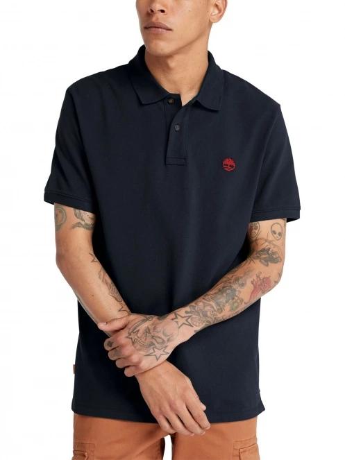 tricou cu guler pt. barbati Timberland Pique Short Sleeve Polo albastru inchis 5