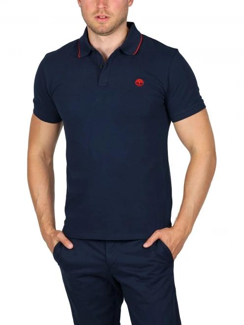 tricou cu guler pt. barbati Timberland Ss Jacquard Yd Polo albastru inchis 2