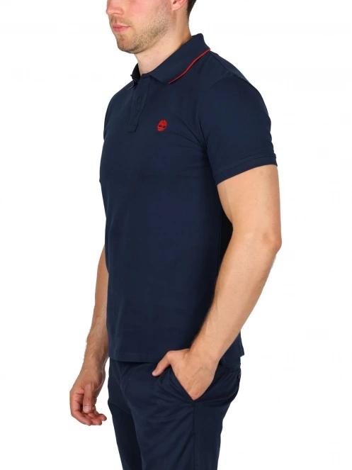 tricou cu guler pt. barbati Timberland Ss Jacquard Yd Polo albastru inchis 3