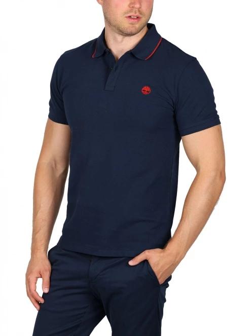 tricou cu guler pt. barbati Timberland Ss Jacquard Yd Polo albastru inchis 6