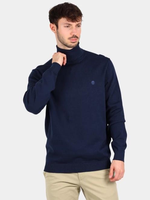 pulover tricotat pt. barbati Timberland Turtle Neck Cotton Sweater albastru inchis 2