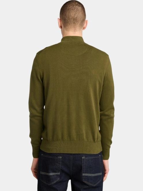 pulover pt. barbati Timberland Cotton Yd 1/4 Zip Sweater oliv 3