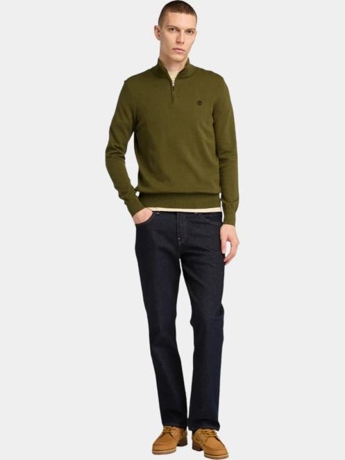 pulover pt. barbati Timberland Cotton Yd 1/4 Zip Sweater oliv 4
