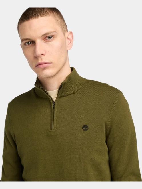 pulover pt. barbati Timberland Cotton Yd 1/4 Zip Sweater oliv 5
