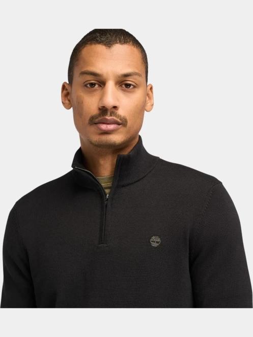 pulover pt. barbati Timberland Cotton Yd 1/4 Zip Sweater albastru inchis 5
