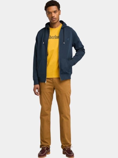 pulover cu gluga pt. barbati Timberland Brushed Back Full Zip Hoodie albastru inchis 4