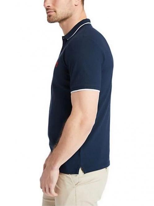 tricou cu guler pt. barbati Timberland Ss Mr Pique Tipped albastru inchis 3