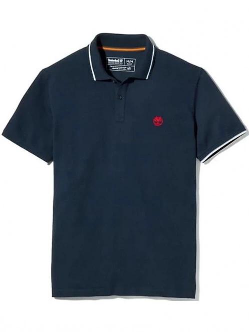 tricou cu guler pt. barbati Timberland Ss Mr Pique Tipped albastru inchis 6